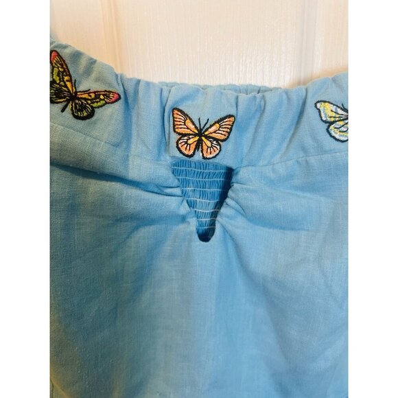 Fanm Mon XL Marion Front Keyhole Embroidered Butterfly Sleeveless Peplum Top NWT - Picture 4 of 10